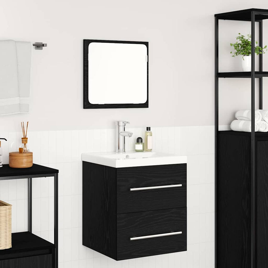 Badkamermeubelset Wandgemonteerd met opslag met spiegel 2 pcs artisanaal eikenkleurig