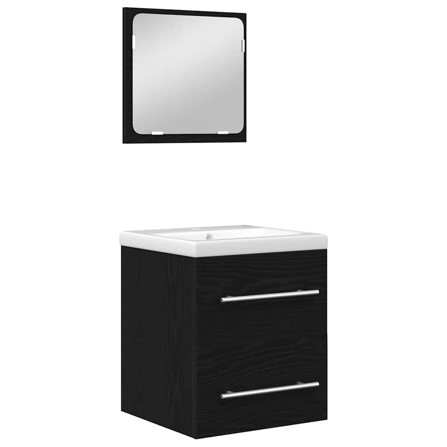 Badkamermeubelset Wandgemonteerd met opslag met spiegel 2 pcs artisanaal eikenkleurig