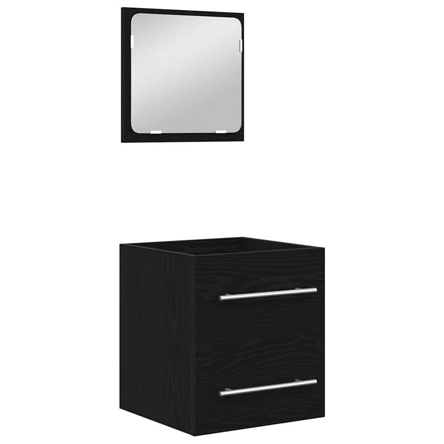 Badkamermeubelset Wandgemonteerd met opslag met spiegel 2 pcs artisanaal eikenkleurig