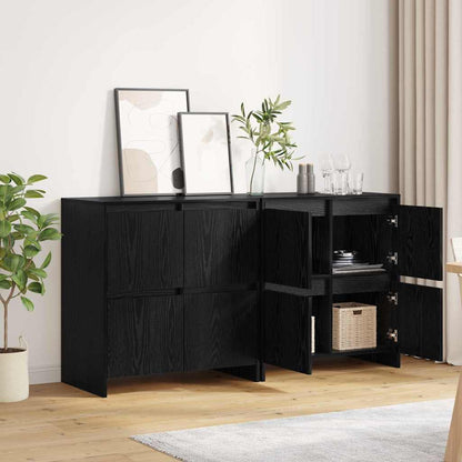 Dressoir 2 pcs Zwart eiken 70 x 41 x 75 cm Bewerkt hout