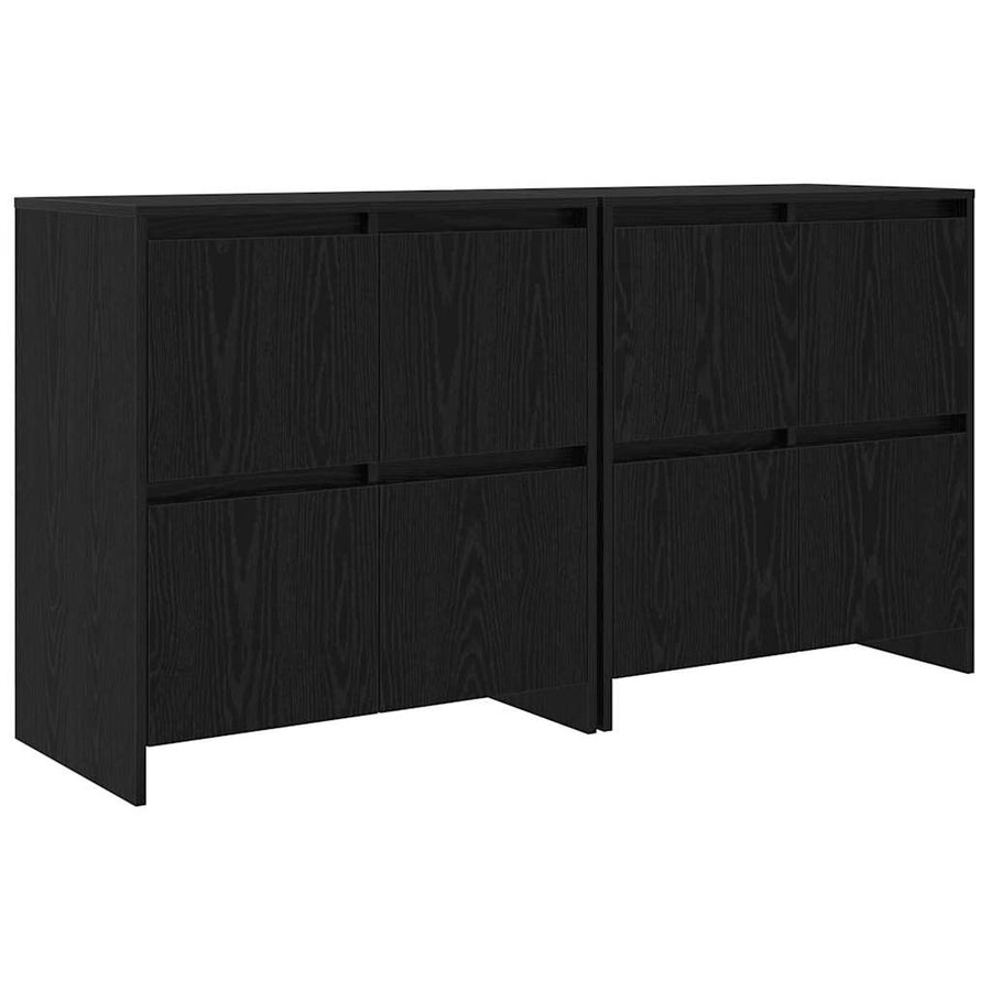 Dressoir 2 pcs Zwart eiken 70 x 41 x 75 cm Bewerkt hout