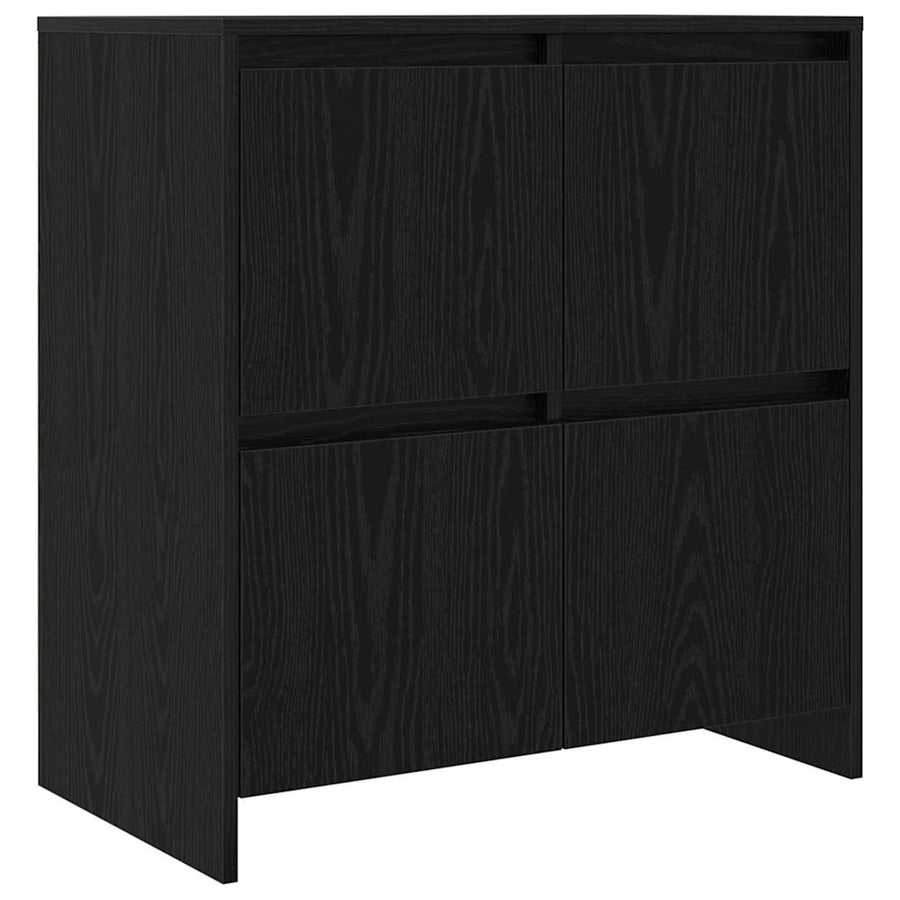 Dressoir 2 pcs Zwart eiken 70 x 41 x 75 cm Bewerkt hout
