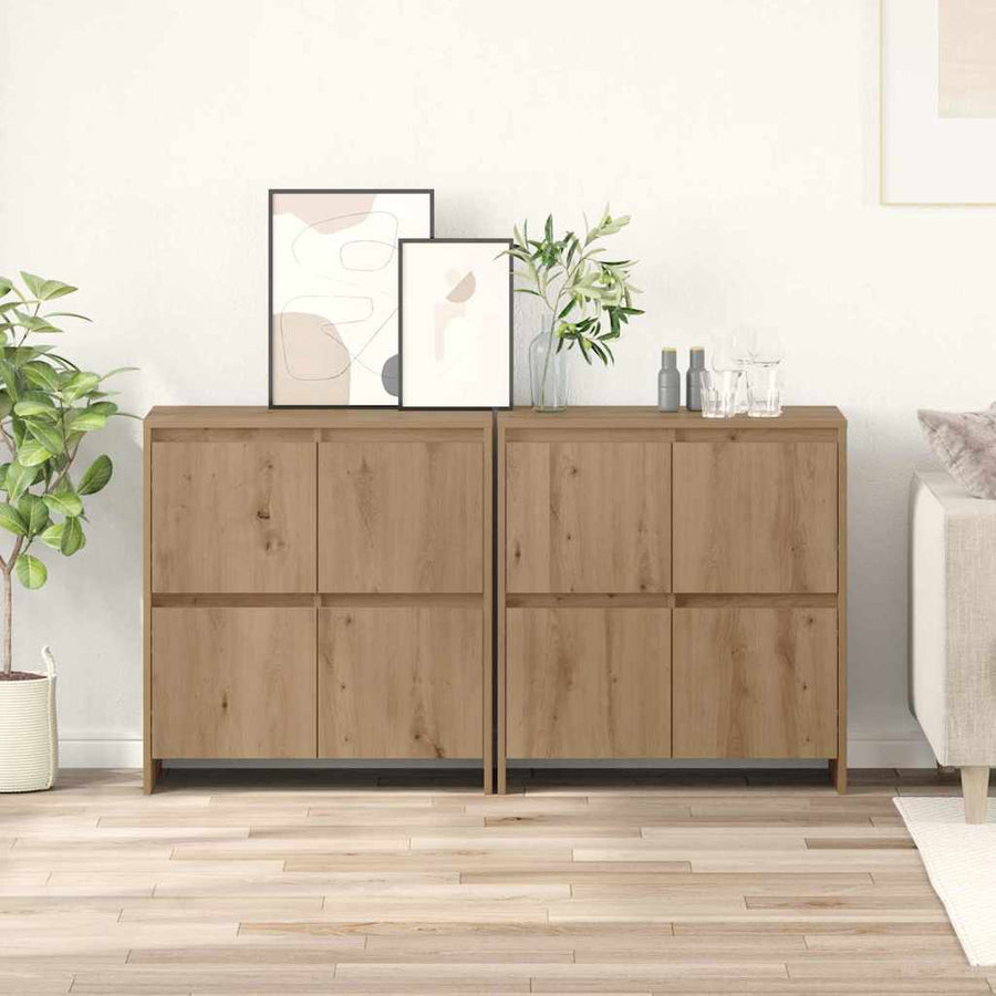 Dressoir 2 pcs artisanaal eikenkleurig 70 x 41 x 75 cm