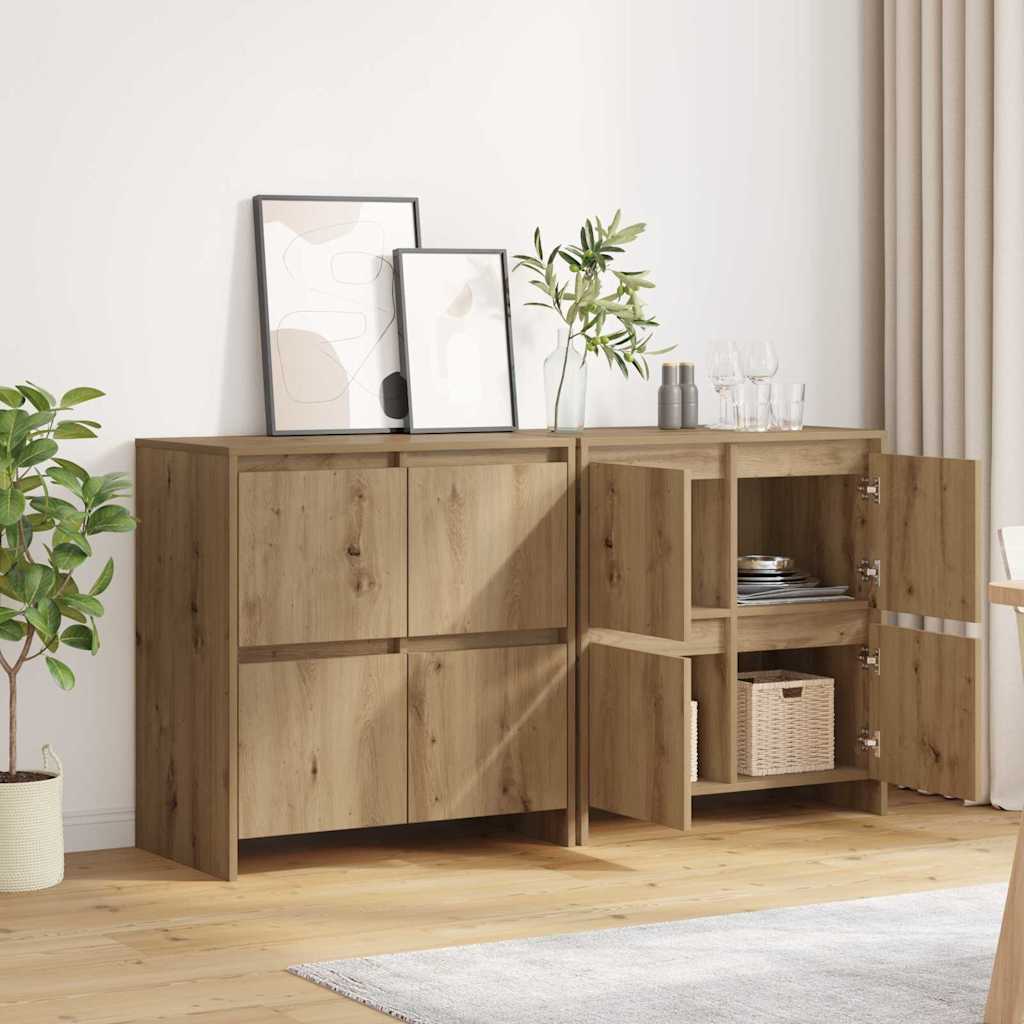 Dressoir 2 pcs artisanaal eikenkleurig 70 x 41 x 75 cm