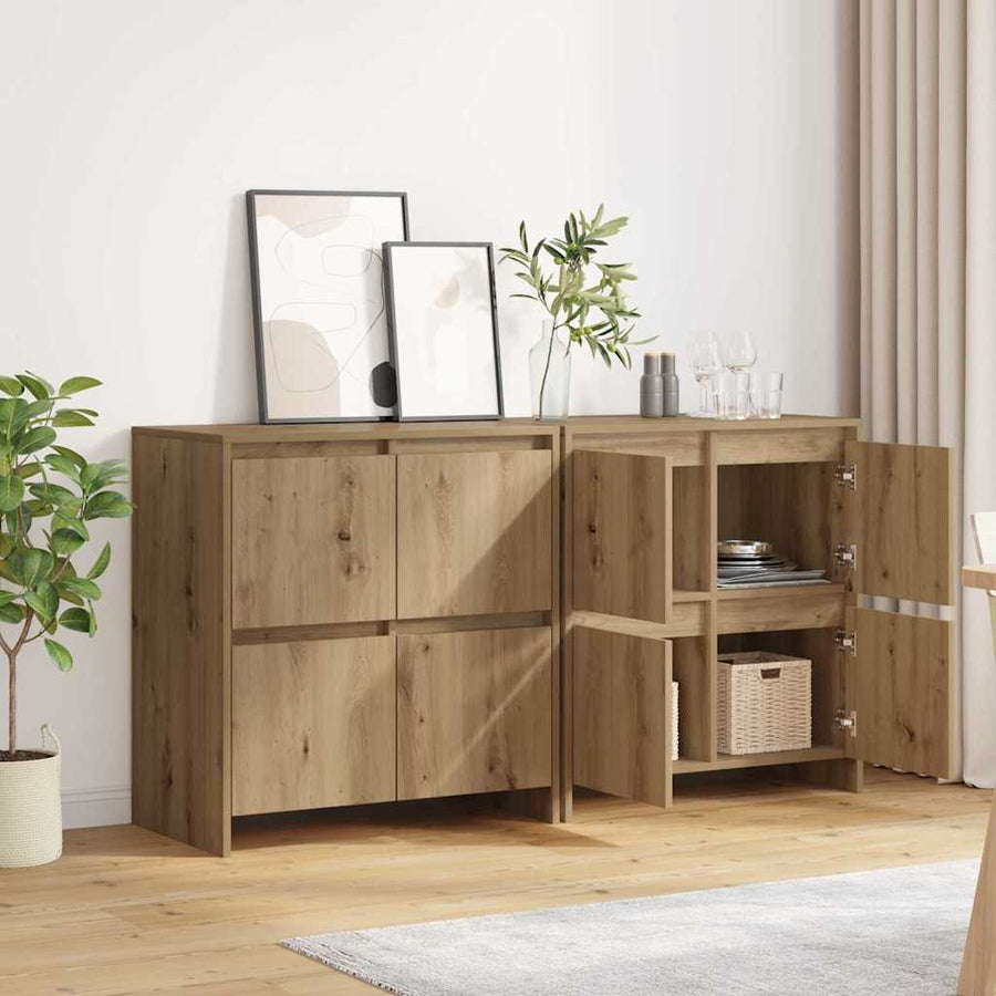 Dressoir 2 pcs artisanaal eikenkleurig 70 x 41 x 75 cm