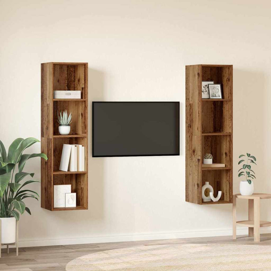 Tv-meubelset 2 pcs Bruin 37 x 37 x 142.5 cm Bewerkt hout