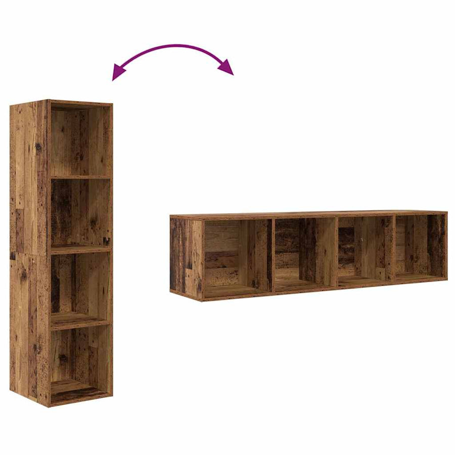 Tv-meubelset 2 pcs Bruin 37 x 37 x 142.5 cm Bewerkt hout