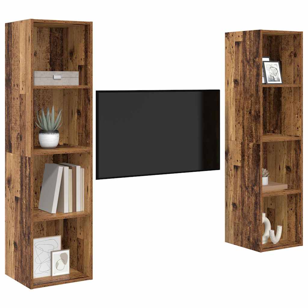 Tv-meubelset 2 pcs Bruin 37 x 37 x 142.5 cm Bewerkt hout