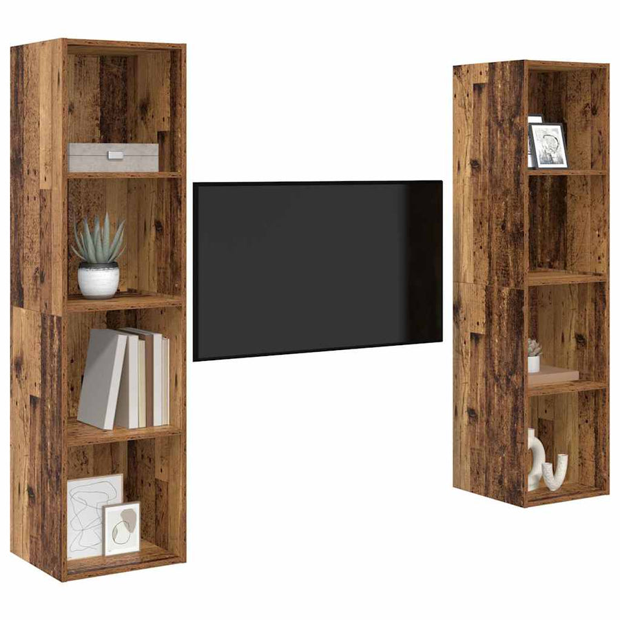 Tv-meubelset 2 pcs Bruin 37 x 37 x 142.5 cm Bewerkt hout