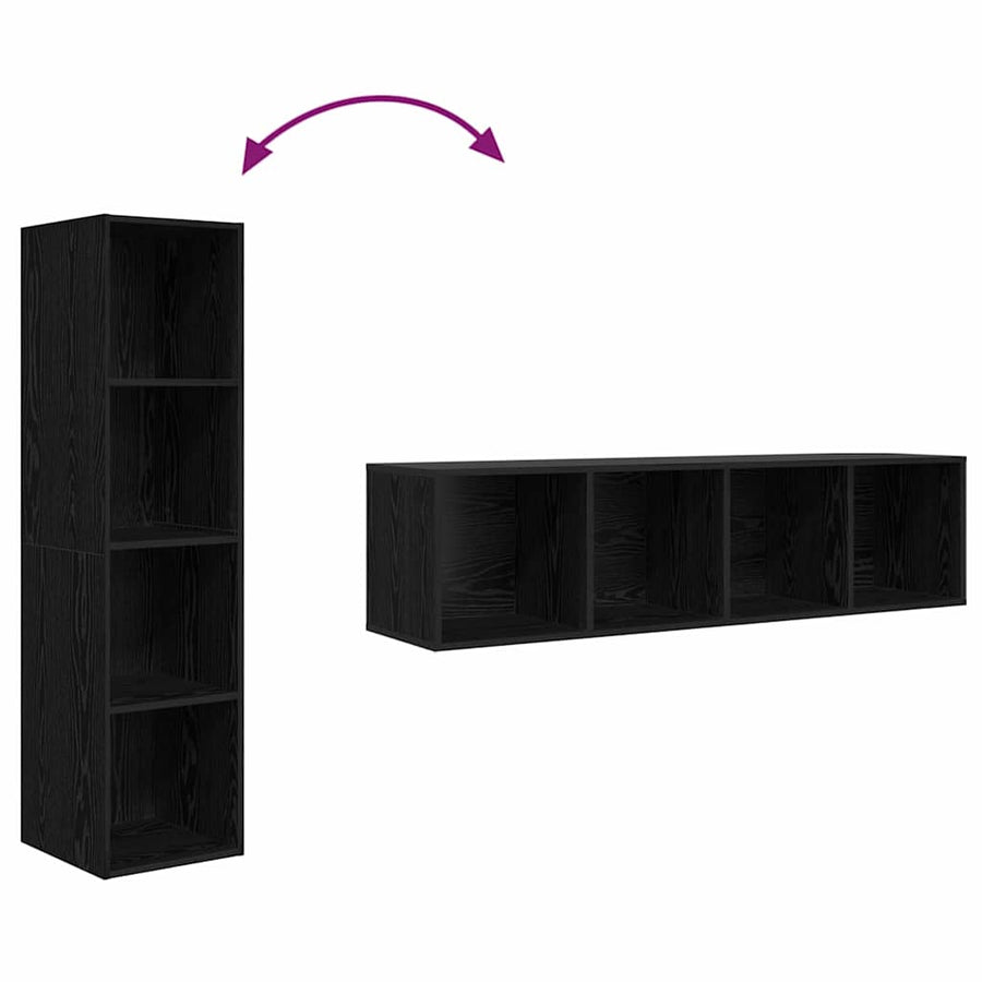 Tv-meubelset 2 pcs Zwart 37 x 37 x 142.5 cm Bewerkt hout