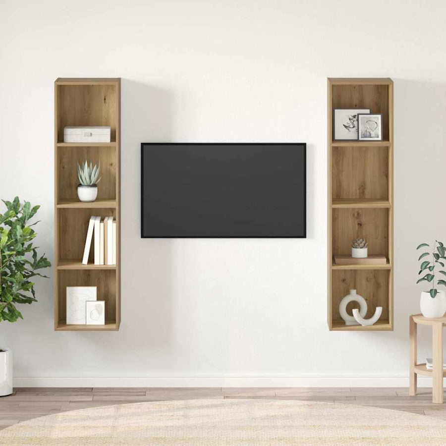 Tv-meubelset 2 pcs Bruin 37 x 37 x 142.5 cm Bewerkt hout