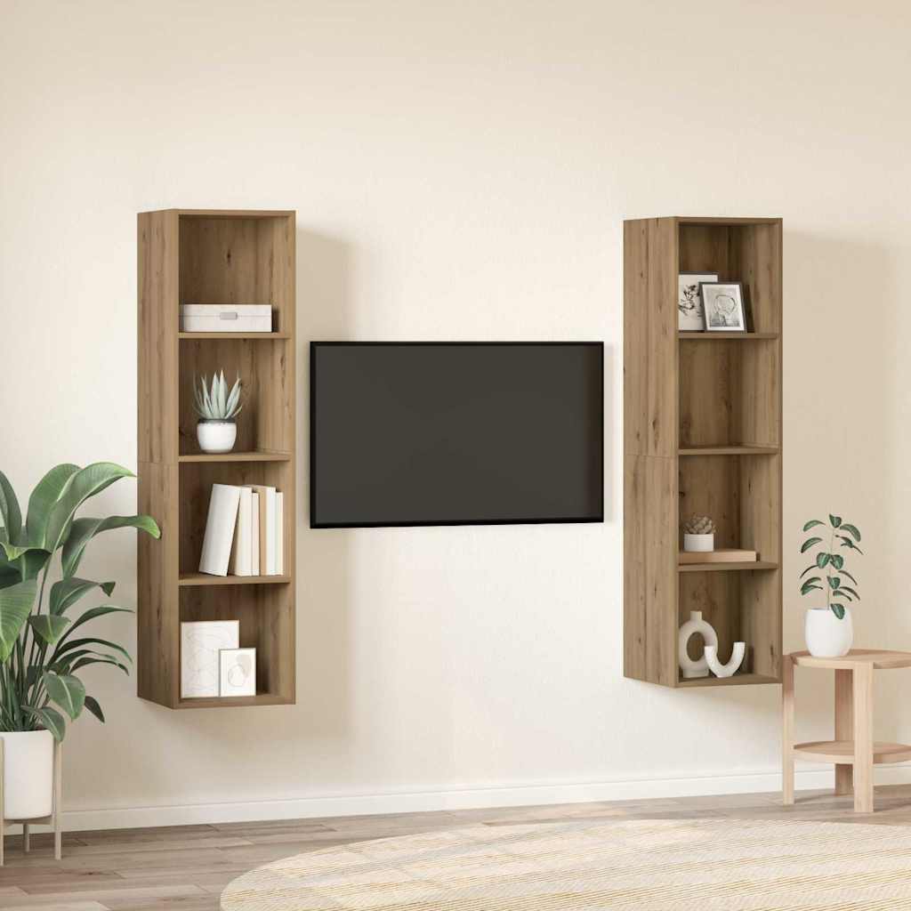 Tv-meubelset 2 pcs Bruin 37 x 37 x 142.5 cm Bewerkt hout