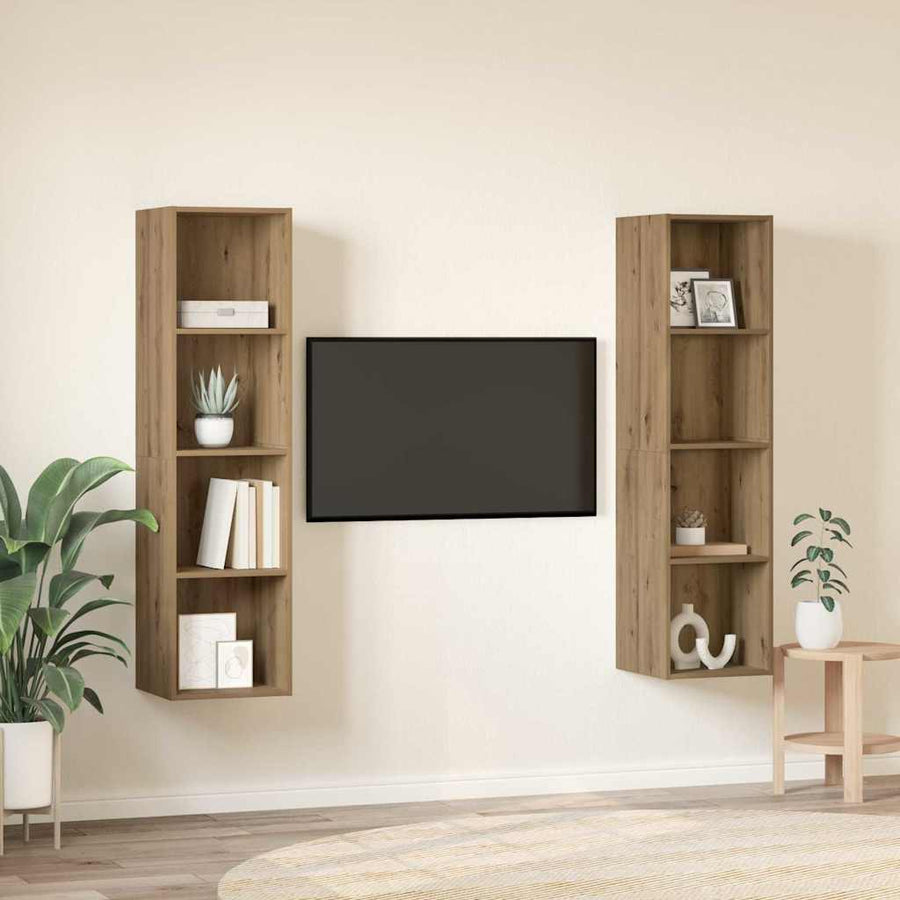 Tv-meubelset 2 pcs Bruin 37 x 37 x 142.5 cm Bewerkt hout