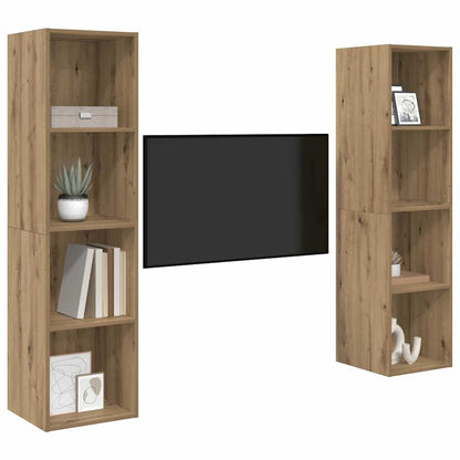 Tv-meubelset 2 pcs Bruin 37 x 37 x 142.5 cm Bewerkt hout