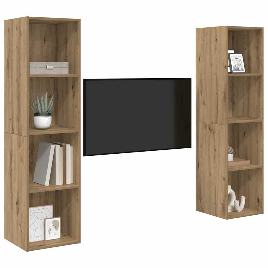 Tv-meubelset 2 pcs Bruin 37 x 37 x 142.5 cm Bewerkt hout