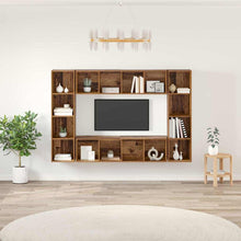 Tv-meubelset 4 pcs Bruin 37 x 37 x 142.5 cm Bewerkt hout