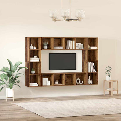 Tv-meubelset 4 pcs Bruin 37 x 37 x 142.5 cm Bewerkt hout