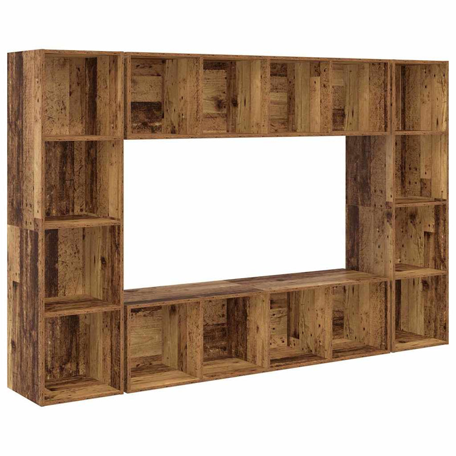 Tv-meubelset 4 pcs Bruin 37 x 37 x 142.5 cm Bewerkt hout