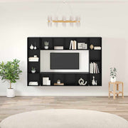 Tv-meubelset 4 stuks zwart 37x37x142,5 cm bewerkt hout