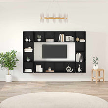 Tv-meubelset 4 pcs Zwart 37 x 37 x 142.5 cm Bewerkt hout