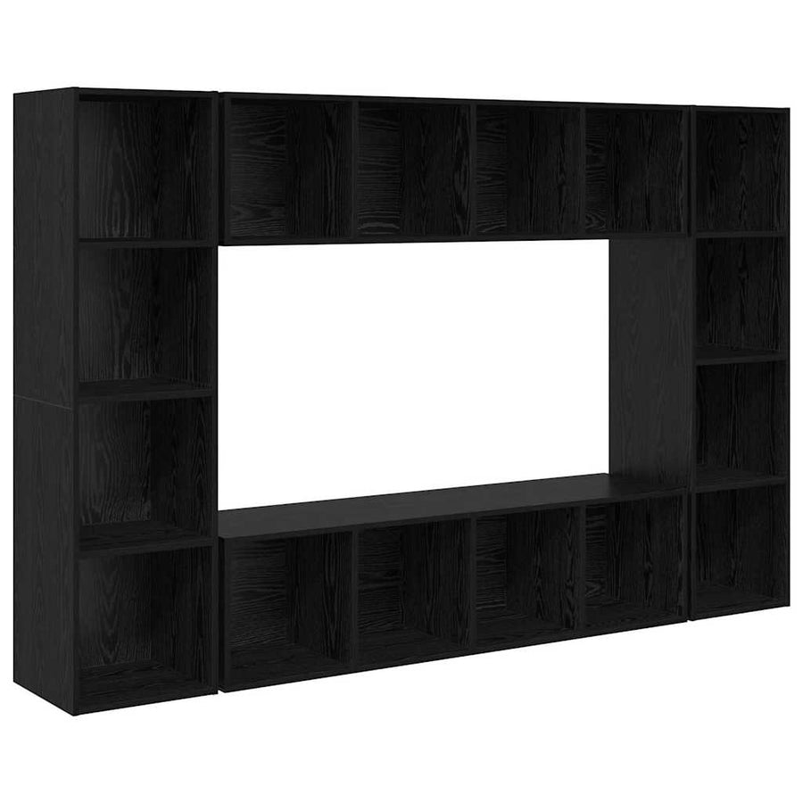 Tv-meubelset 4 pcs Zwart 37 x 37 x 142.5 cm Bewerkt hout