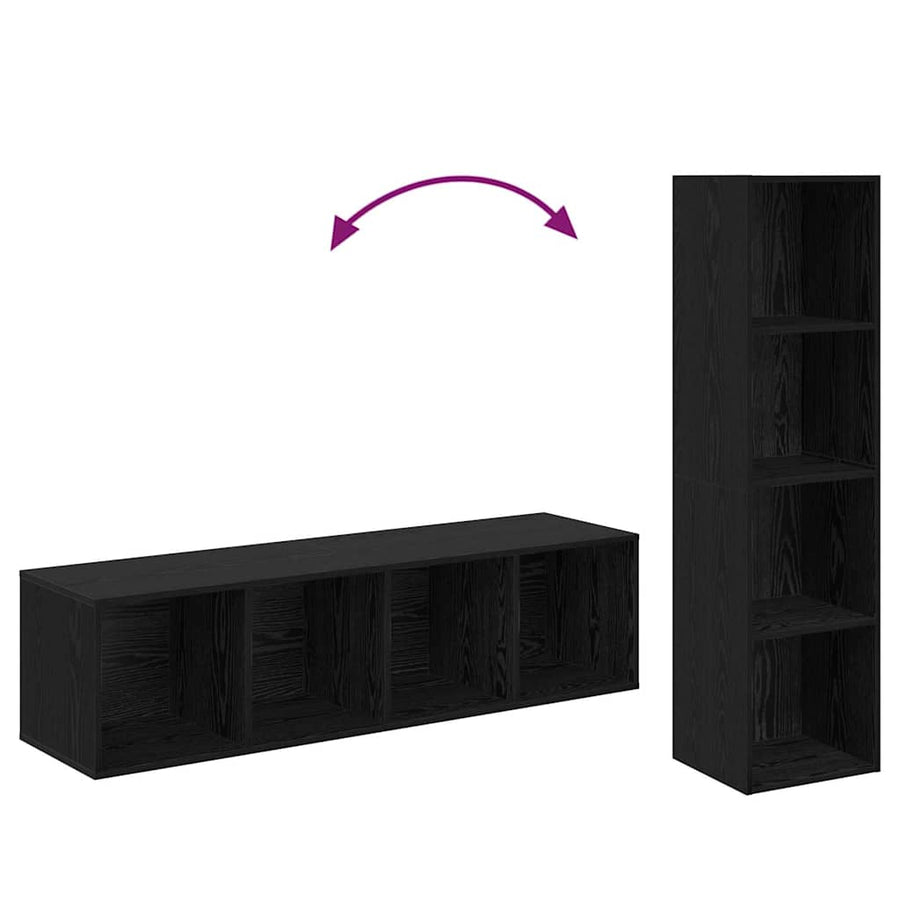 Tv-meubelset 4 pcs Zwart 37 x 37 x 142.5 cm Bewerkt hout