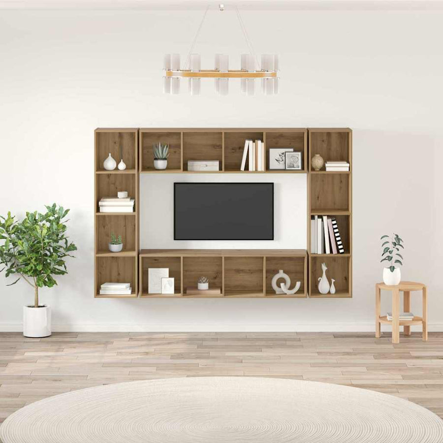 Tv-meubelset 4 pcs Bruin 37 x 37 x 142.5 cm Bewerkt hout