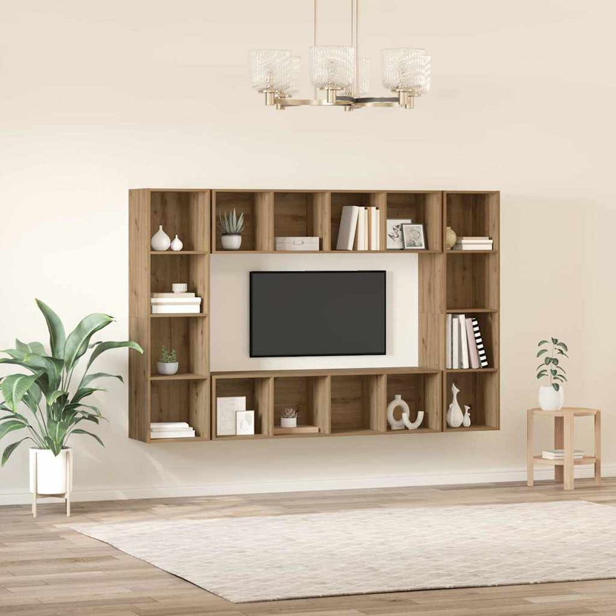 Tv-meubelset 4 pcs Bruin 37 x 37 x 142.5 cm Bewerkt hout