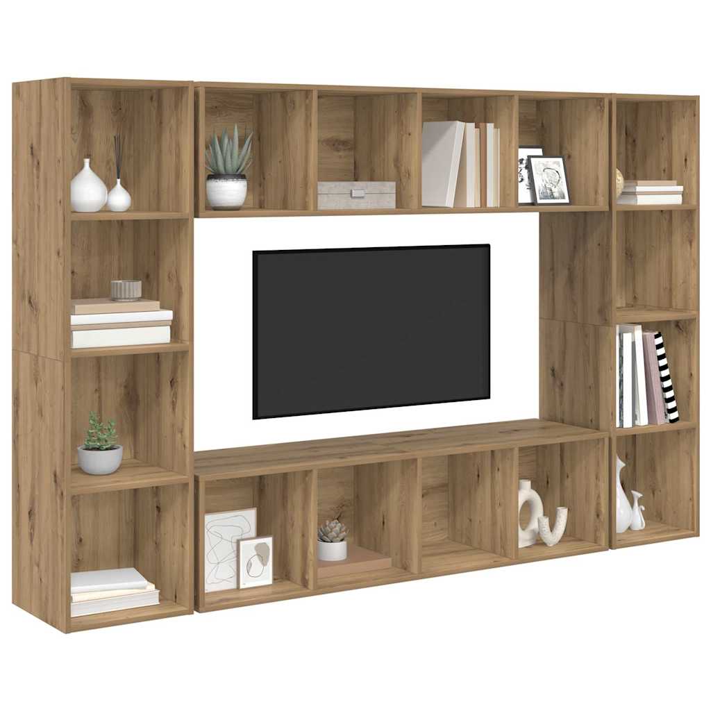 Tv-meubelset 4 pcs Bruin 37 x 37 x 142.5 cm Bewerkt hout