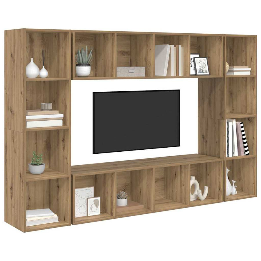 Tv-meubelset 4 pcs Bruin 37 x 37 x 142.5 cm Bewerkt hout