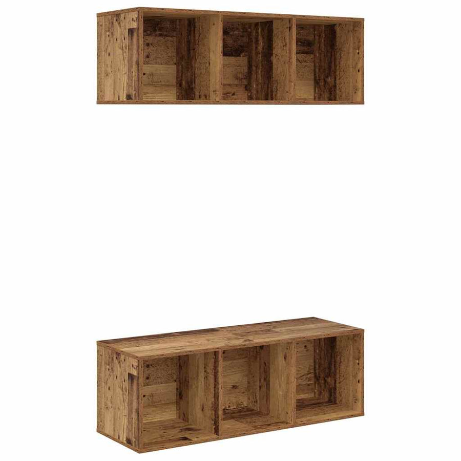 Wandgemonteerde TV-kasten 2 pcs Oud hout 37 x 37 x 107.5 cm