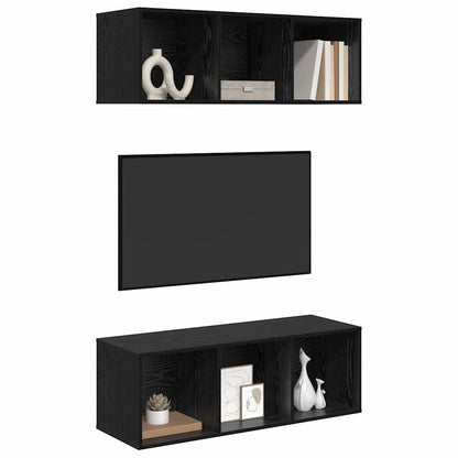 Wandgemonteerde TV-kasten 2 pcs Zwart eiken 37 x 37 x 107.5 cm