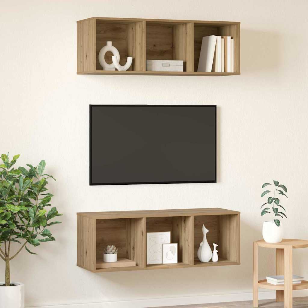 Wandgemonteerde TV-kasten 2 pcs artisanaal eikenkleurig