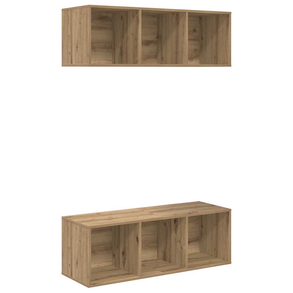 Wandgemonteerde TV-kasten 2 pcs artisanaal eikenkleurig