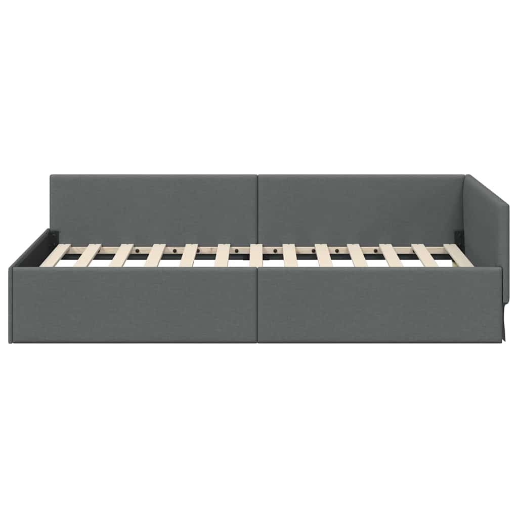 Hoekbedframe met hoofdeinde Donkergrijs 80 cm x 200 cm Fluweel