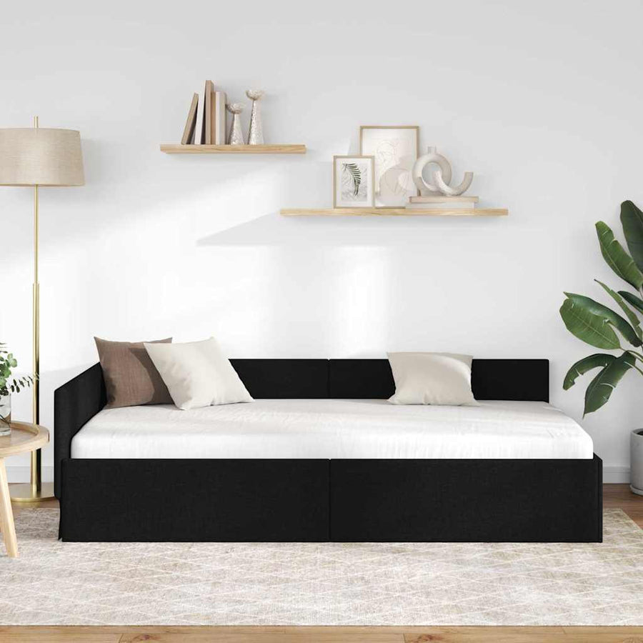 Hoekbedframe met hoofdeinde Zwart 80 cm x 200 cm Fluweel
