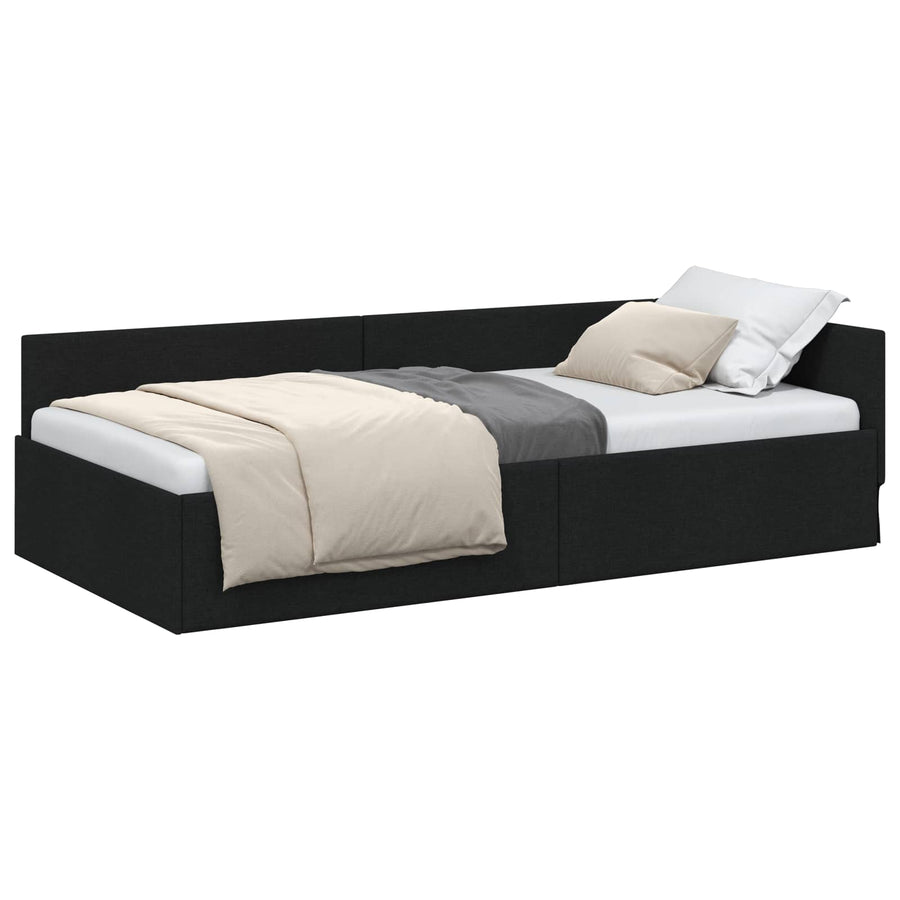 Hoekbedframe met hoofdeinde Zwart 80 cm x 200 cm Fluweel