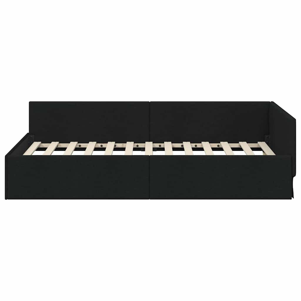 Hoekbedframe met hoofdeinde Zwart 80 cm x 200 cm Fluweel