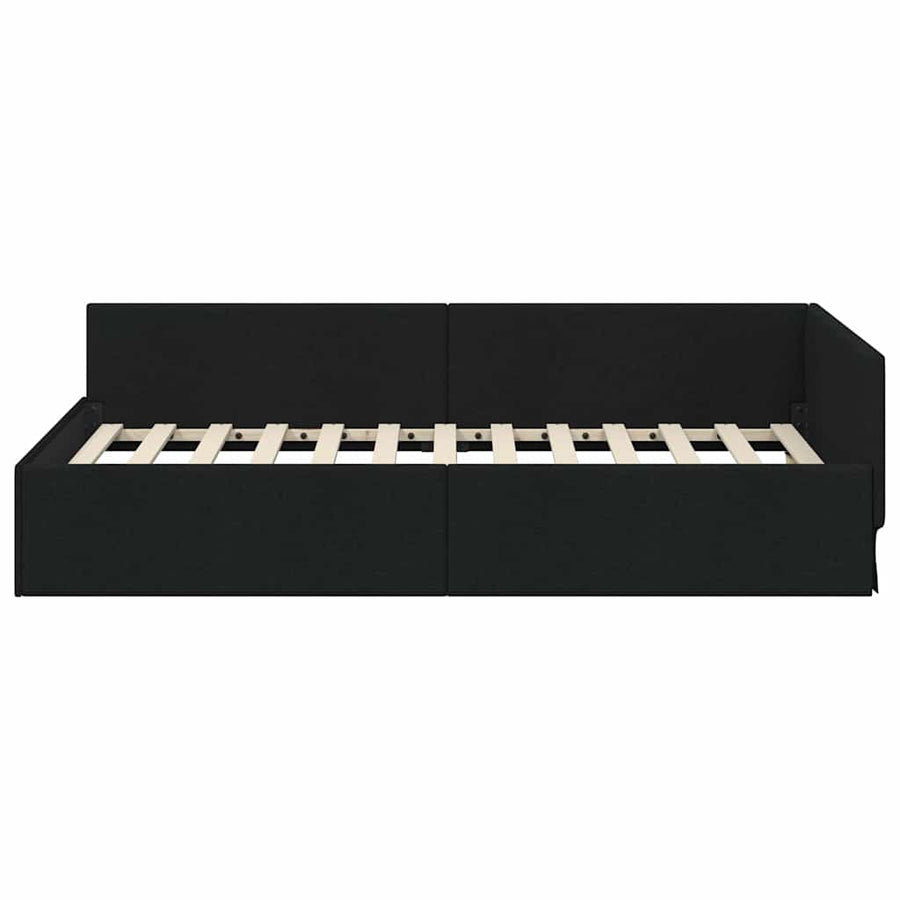 Hoekbedframe met hoofdeinde Zwart 80 cm x 200 cm Fluweel