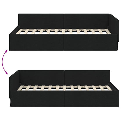 Hoekbedframe met hoofdeinde Zwart 80 cm x 200 cm Fluweel