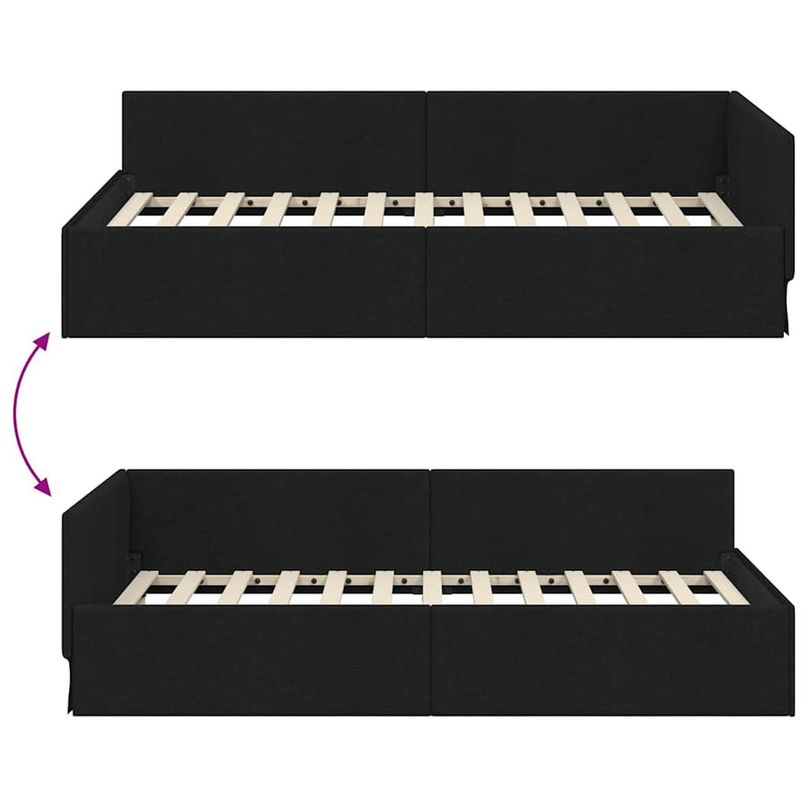 Hoekbedframe met hoofdeinde Zwart 80 cm x 200 cm Fluweel