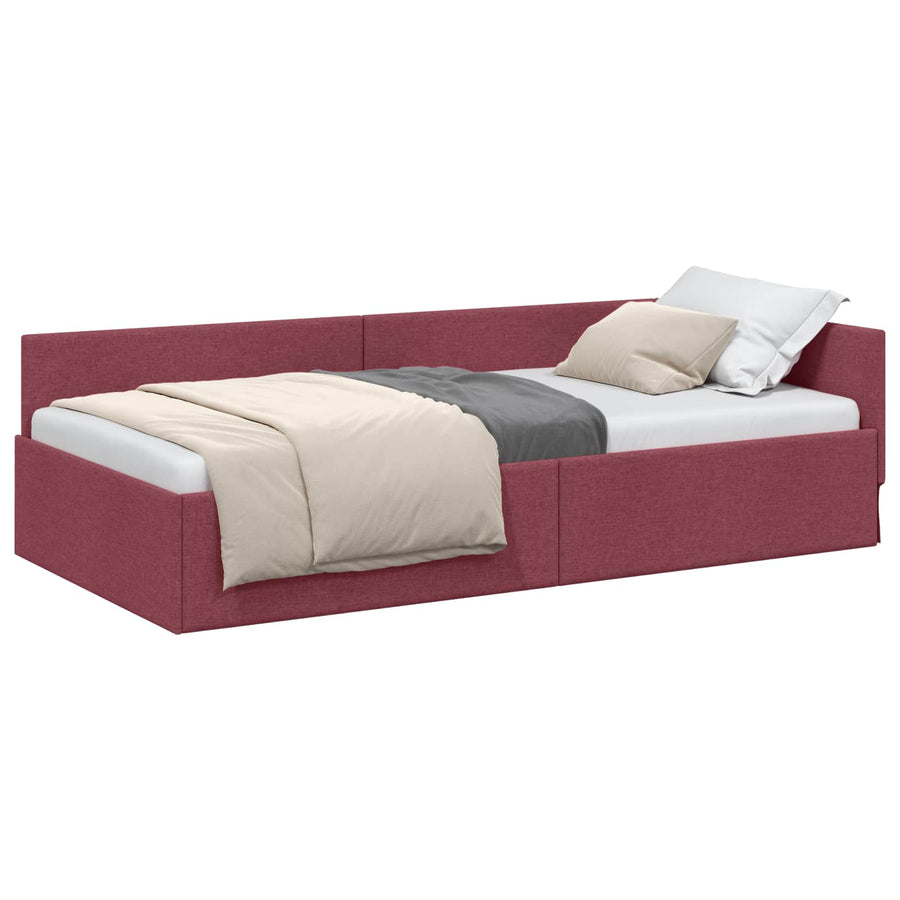 Hoekbedframe met hoofdeinde Wijnrood 80 cm x 200 cm Fluweel