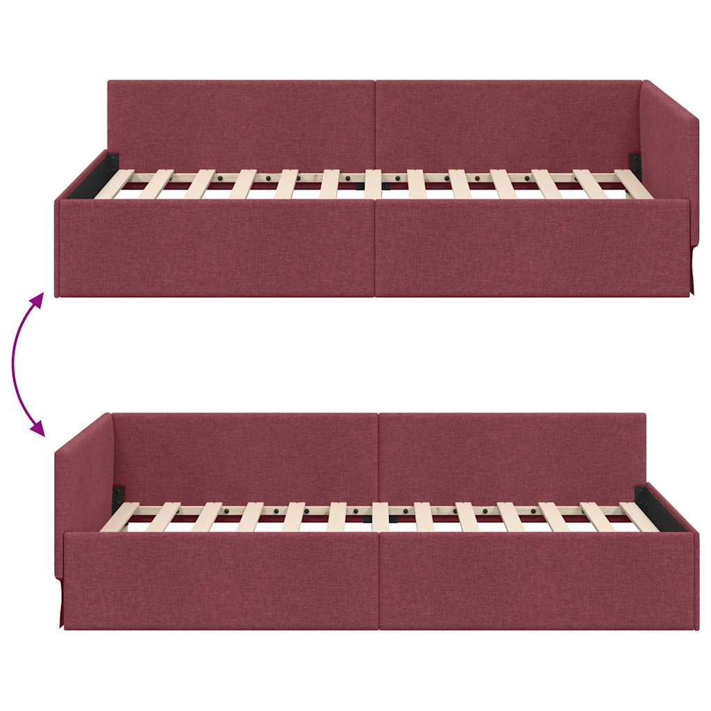 Hoekbedframe met hoofdeinde Wijnrood 80 cm x 200 cm Fluweel
