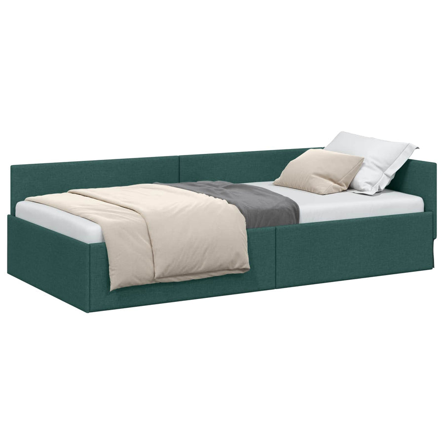 Hoekbedframe met hoofdeinde Donkergroen 80 cm x 200 cm Fluweel