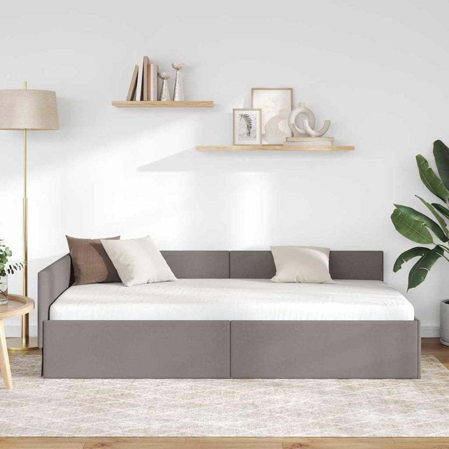 Hoekbedframe met hoofdeinde Taupe 80 cm x 200 cm Stof