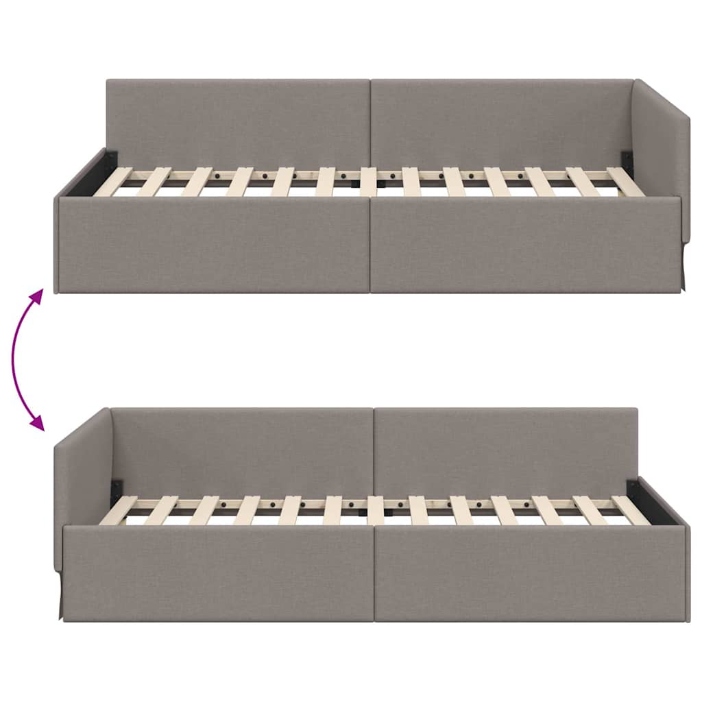 Hoekbedframe met hoofdeinde Taupe 80 cm x 200 cm Fluweel
