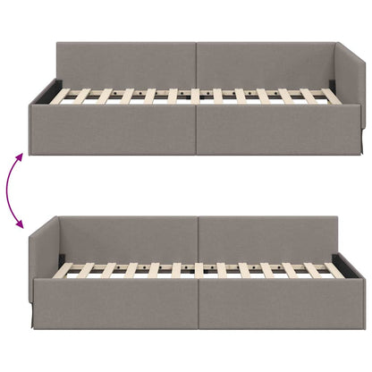 Hoekbedframe met hoofdeinde Taupe 80 cm x 200 cm Fluweel
