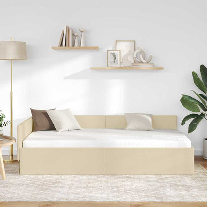 Hoekbedframe met hoofdeinde Crème 80 cm x 200 cm Fluweel