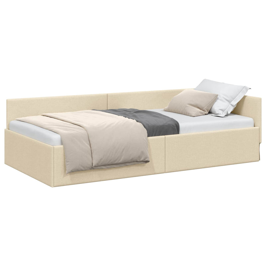 Hoekbedframe met hoofdeinde Crème 80 cm x 200 cm Fluweel