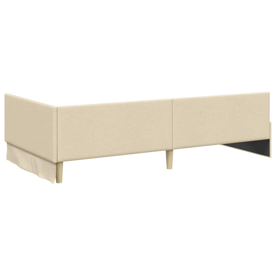 Hoekbedframe met hoofdeinde Crème 80 cm x 200 cm Fluweel